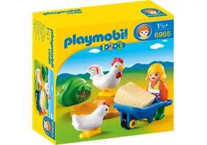 Playmobil 6965 1-2-3   Bäuerin mit Hühnern