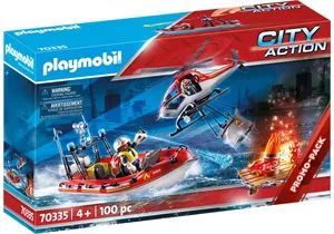 Playmobil 70335  City Action  Promo Pack Feuerwehreinsatz Heli und Boot