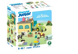Playmobil 71656 Junior   Bauernhof-Abenteuer mit Traktor, Anhänger und tierischen