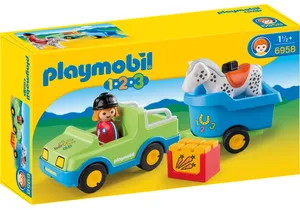 Playmobil 6958 1-2-3   PKW mit Pferdeanhänger