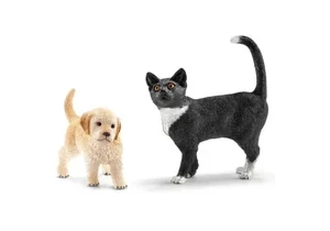 Schleich 87390 Farm World 2er Pack Golden Retriever Welpe und Katze